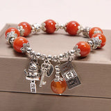 Crystal Agate Bracelet Fortune Cat Lady Key Love Bangle