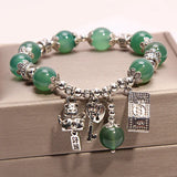 Crystal Agate Bracelet Fortune Cat Lady Key Love Bangle