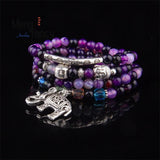 Natural Crystal Agate Buddha Head Elephant Bracelet S925 Silver Jewelry