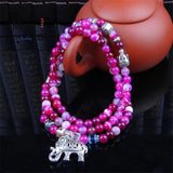 Natural Crystal Agate Buddha Head Elephant Bracelet S925 Silver Jewelry