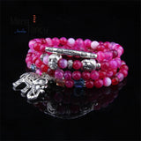 Natural Crystal Agate Buddha Head Elephant Bracelet S925 Silver Jewelry
