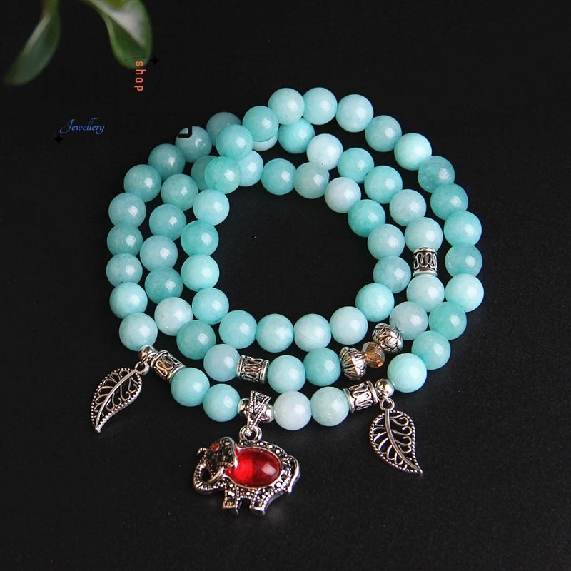 Crystal Agate Elephant Bracelet Charms for Men Women