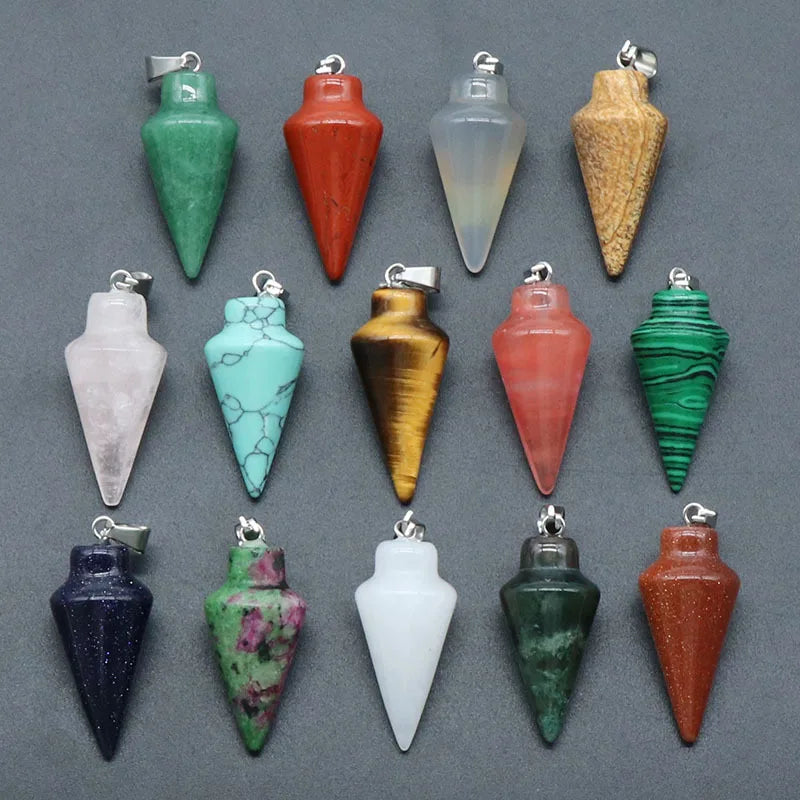 Tiger Eye Stone Pendulum Cone Shape Pendant for Necklace
