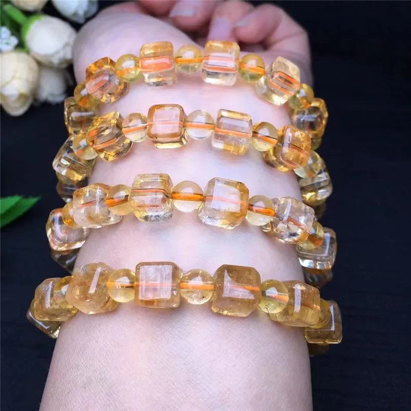 Natural Aquamarine Bracelet Quartzite Sugar Cube Shape Women Fashion Jewelry