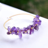 Natural Crystal Bangle Amethyst Pink Quartz Jade Tourmaline Boho Gemstone Gift