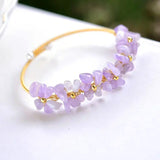 Natural Crystal Bangle Amethyst Pink Quartz Jade Tourmaline Boho Gemstone Gift