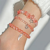 Red Watermelon Stone Bracelet 3Pcs with Charms