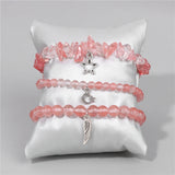 Red Watermelon Stone Bracelet 3Pcs with Charms
