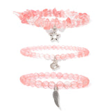 Red Watermelon Stone Bracelet 3Pcs with Charms
