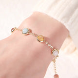 Amethyst Agate Gemstone Cuff Bracelet with Beads Jewelry