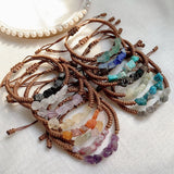 Purple Crystal Bracelet Women Boho Rope Braided Wrap Fluorite Quartz Stone Heali