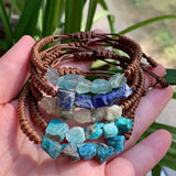 Purple Crystal Bracelet Women Boho Rope Braided Wrap Fluorite Quartz Stone Heali