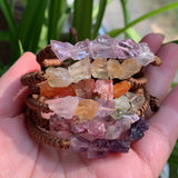 Purple Crystal Bracelet Women Boho Rope Braided Wrap Fluorite Quartz Stone Heali