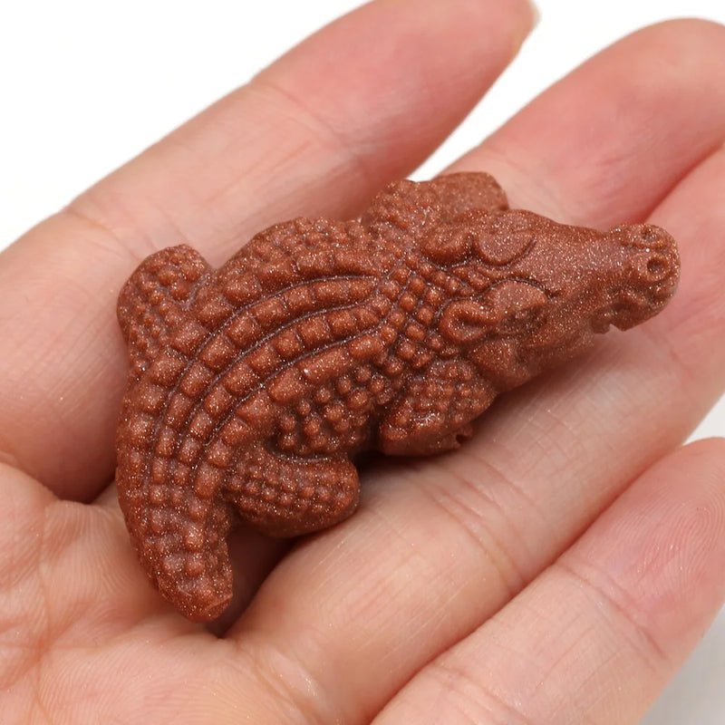 Natural Crystal Carved Crocodile Animal Ornaments Healing Stone