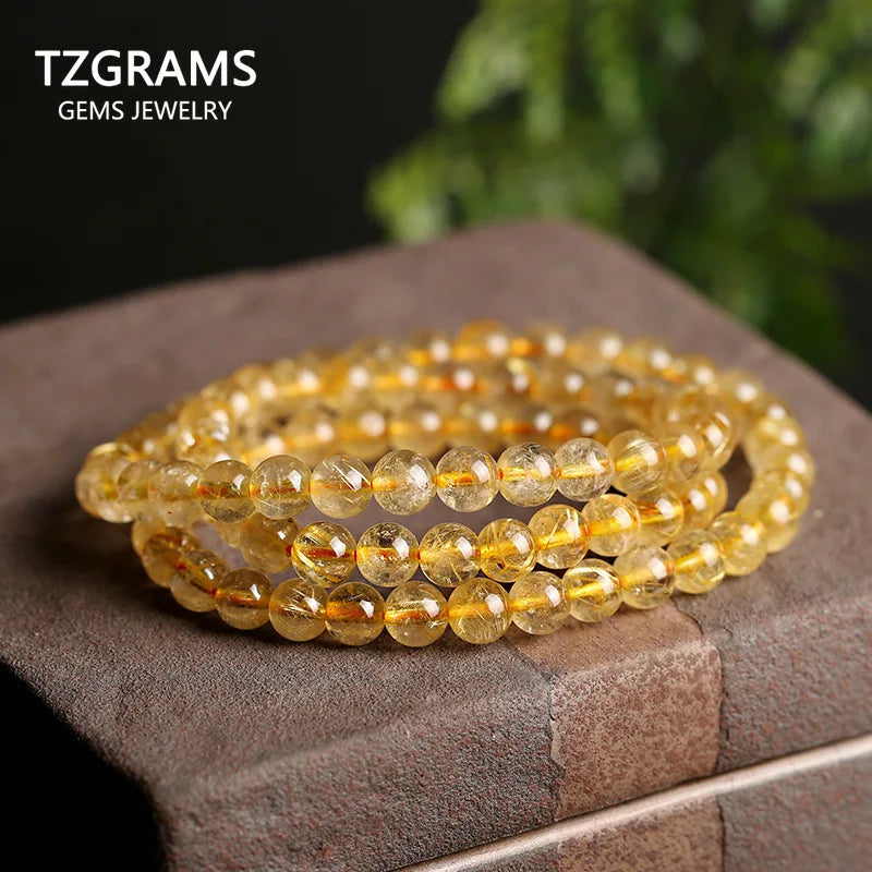 Citrine Bracelet 3 Circles 6mm Lucky Beads Bracelet