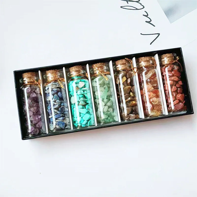 Colorful Crushed Stone Wishing Bottle Set DIY Semi-Precious Stone Gift