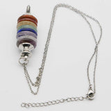 Crystal Colorful Stone Round Pendulum Necklace Stainless Steel Chain