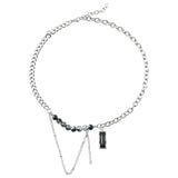 Crystal Crack Beads Double Layer Chain Tassel Mens Necklace Pendant Man Jewelry