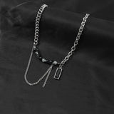 Crystal Crack Beads Double Layer Chain Tassel Mens Necklace Pendant Man Jewelry