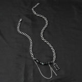 Crystal Crack Beads Double Layer Chain Tassel Mens Necklace Pendant Man Jewelry
