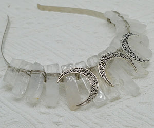 Natural Crystal Crown Queen Raw Crystal Hair Band Lapis Amethyst Anemousite