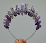 Natural Crystal Crown Queen Raw Crystal Hair Band Lapis Amethyst Anemousite