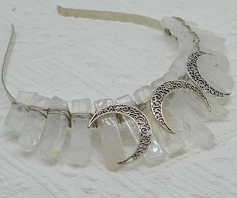 Natural Crystal Crown Queen Raw Crystal Hair Band Lapis Amethyst Anemousite