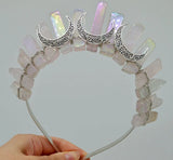 Natural Crystal Crown Queen Raw Crystal Hair Band Lapis Amethyst Anemousite