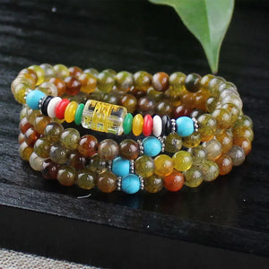 Crystal Dragon Scale Agate Beads Necklace Men Women Jewelry