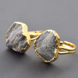 Natural Crystal Druzy Finger Ring Exaggerated Golden Plati