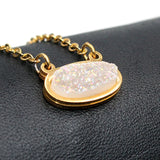Crystal Druzy Stainless Steel Pendant Necklace Reiki Healing Quartz Choker