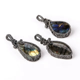 Labradorite Irregular Stones Pendant Hemming Gun Metal