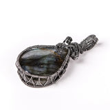 Labradorite Irregular Stones Pendant Hemming Gun Metal
