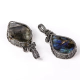 Labradorite Irregular Stones Pendant Hemming Gun Metal