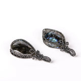 Labradorite Irregular Stones Pendant Hemming Gun Metal