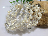Crystal Freshwater Pearl Bracelet Coin Pearl Cuff