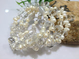 Crystal Freshwater Pearl Bracelet Coin Pearl Cuff