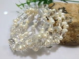 Crystal Freshwater Pearl Bracelet Coin Pearl Cuff