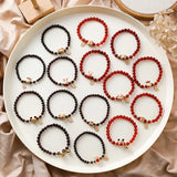 Crystal Garnet Agate Beaded Elastic Bracelet Festive Couple Jewelry