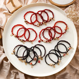 Crystal Garnet Agate Beaded Elastic Bracelet Festive Couple Jewelry