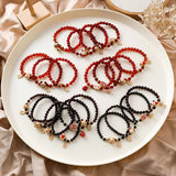 Crystal Garnet Agate Beaded Elastic Bracelet Festive Couple Jewelry