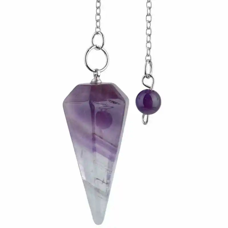 Natural Crystal Gem Stone Pendant Hexagonal Cylindrical Pointed Dowsing Healing