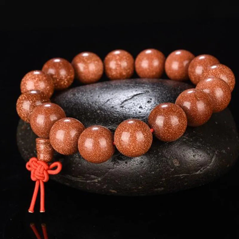 Golden Sandstone Single Bracelet Red Sandstone Buddha Bead Crystal Bracelet