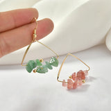 Crystal Gravel Triangle Pendant Earrings Preservation Copper Plating 18k 2pcs