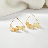 Crystal Gravel Triangle Pendant Earrings Preservation Copper Plating 18k 2pcs