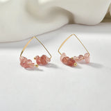 Crystal Gravel Triangle Pendant Earrings Preservation Copper Plating 18k 2pcs