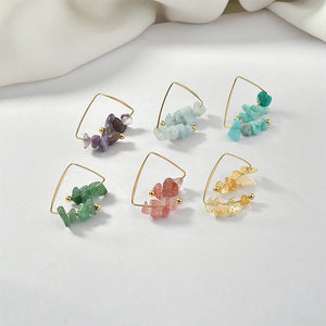 Crystal Gravel Triangle Pendant Earrings Preservation Copper Plating 18k 2pcs