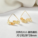 Crystal Gravel Triangle Pendant Earrings Preservation Copper Plating 18k 2pcs
