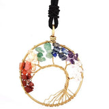 Crystal Gravel Tree Of Life Necklace Reiki Healing Copper Choker