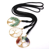 Crystal Gravel Tree Of Life Necklace Reiki Healing Copper Choker